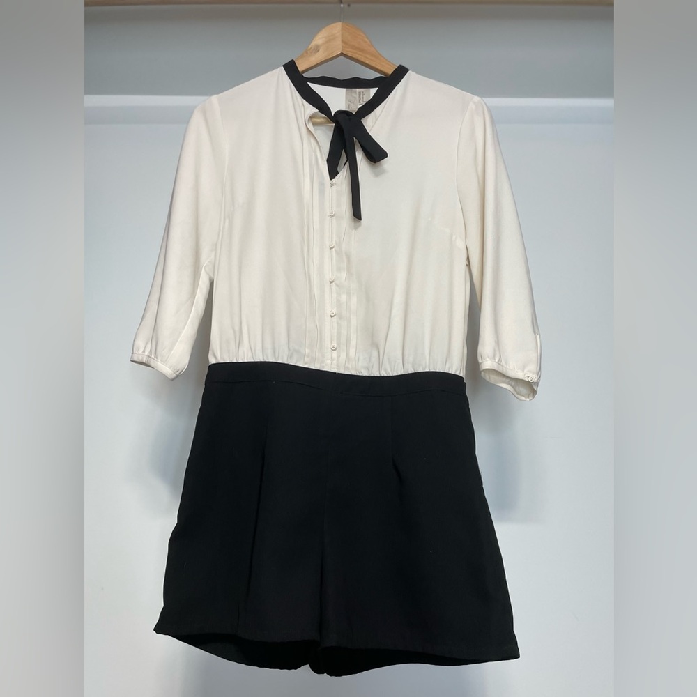 Chic Off White Business Casual Romper